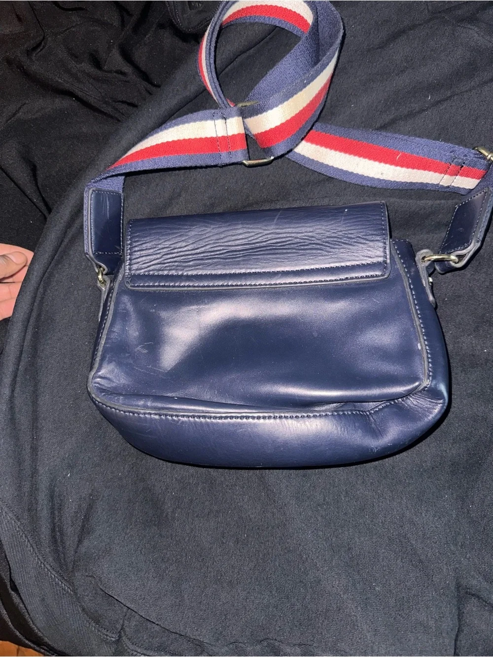 Tommy Hilfiger Navy Messenger Bag with Red Accent Patch